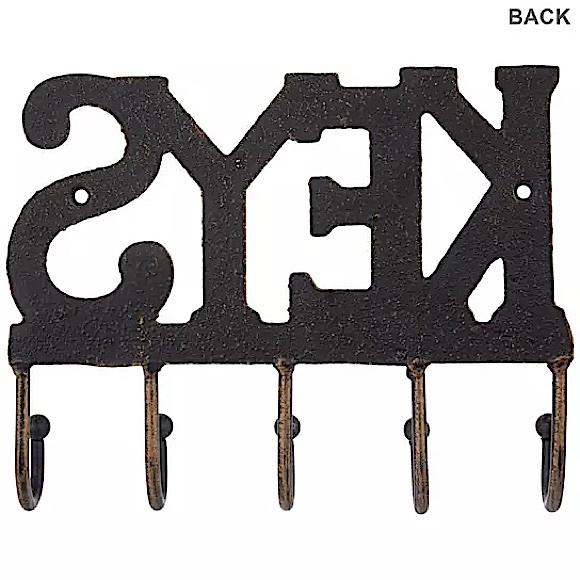 Threshold Rustic Cast Iron "Keys" 5-Hook Key Rack - Picture 4 of 7